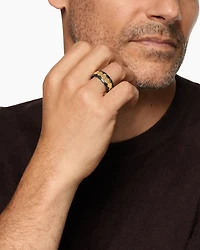 Hex Stack Ring 18K Yellow Gold with Black Titanium, 9.3mm