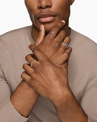 Hex Stack Ring Sterling Silver with Black Diamonds, 9.3mm