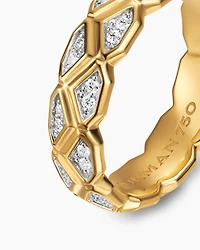 Hex Band Ring 18K Yellow Gold with Diamonds, 6mm