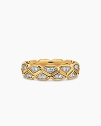 Hex Band Ring 18K Yellow Gold with Diamonds, 6mm