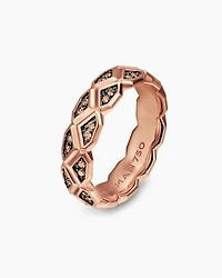 Hex Band Ring 18K Rose Gold with Cognac Diamonds, 6mm