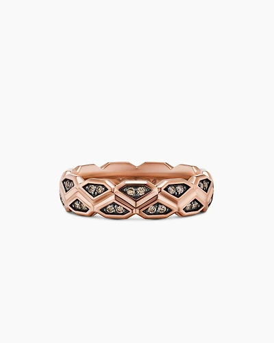 Hex Band Ring 18K Rose Gold with Cognac Diamonds, 6mm