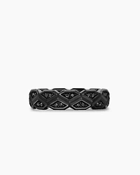 Hex Band Ring Black Titanium with Diamonds, 6mm