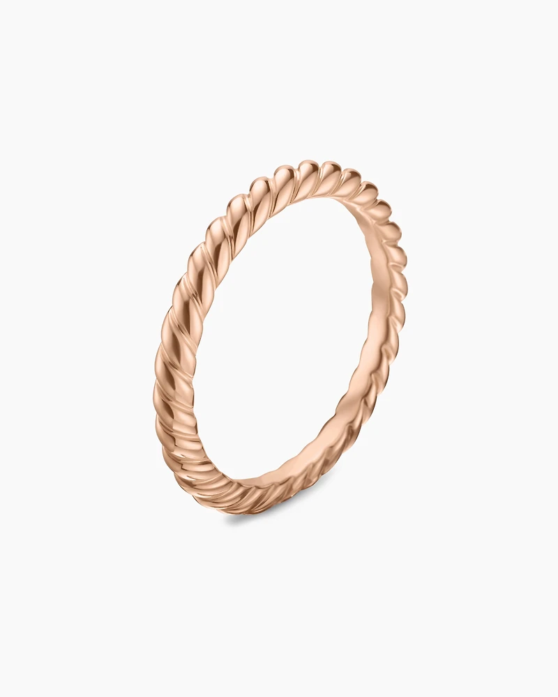 DY Cable Band Ring 18K Rose Gold, 2mm