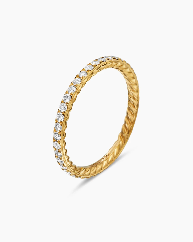 DY Eden Band Ring 18K Yellow Gold with Pavé Diamonds, 1.85mm