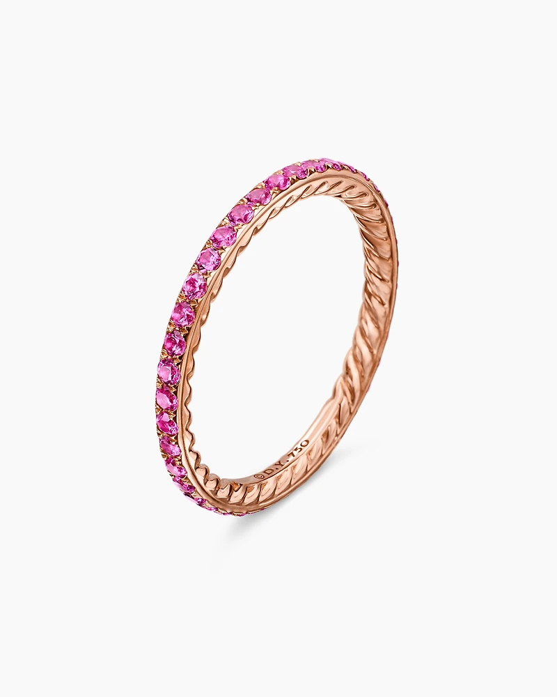 DY Eden Band Ring 18K Rose Gold with Pavé Pink Sapphires, 1.85mm