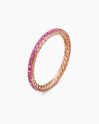 DY Eden Band Ring 18K Rose Gold with Pavé Pink Sapphires, 1.85mm