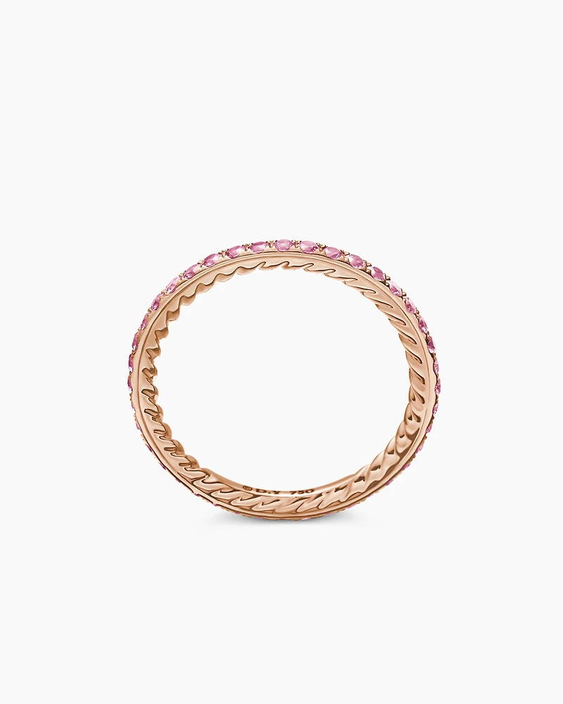 DY Eden Band Ring 18K Rose Gold with Pavé Pink Sapphires, 1.85mm