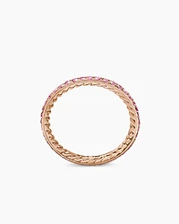 DY Eden Band Ring 18K Rose Gold with Pavé Pink Sapphires, 1.85mm