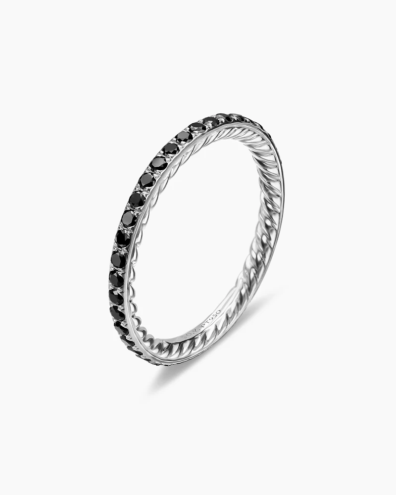 DY Eden Band Ring Platinum with Pavé Black Diamonds, 1.85mm