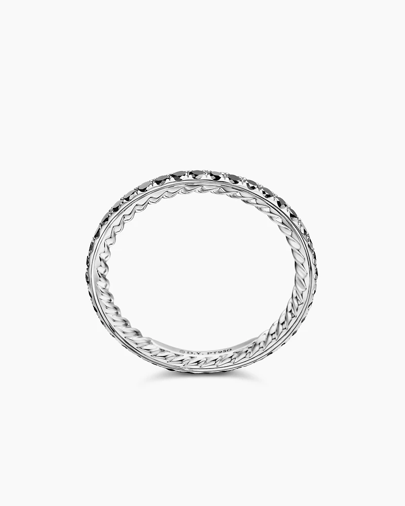 DY Eden Band Ring Platinum with Pavé Black Diamonds, 1.85mm