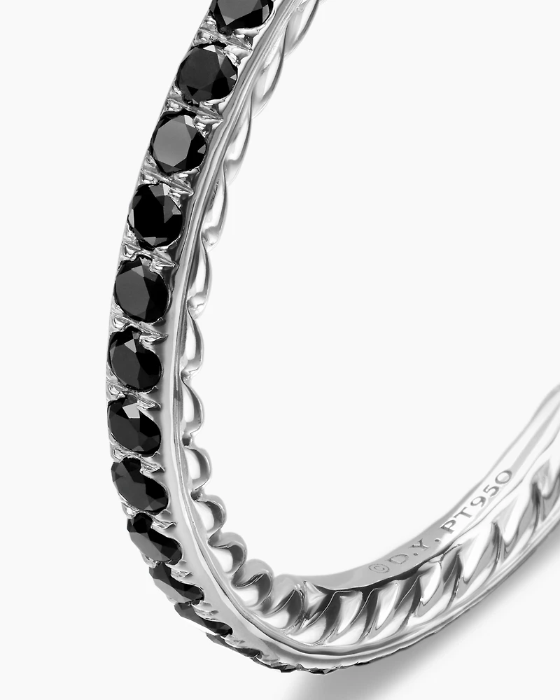 DY Eden Band Ring Platinum with Pavé Black Diamonds, 1.85mm