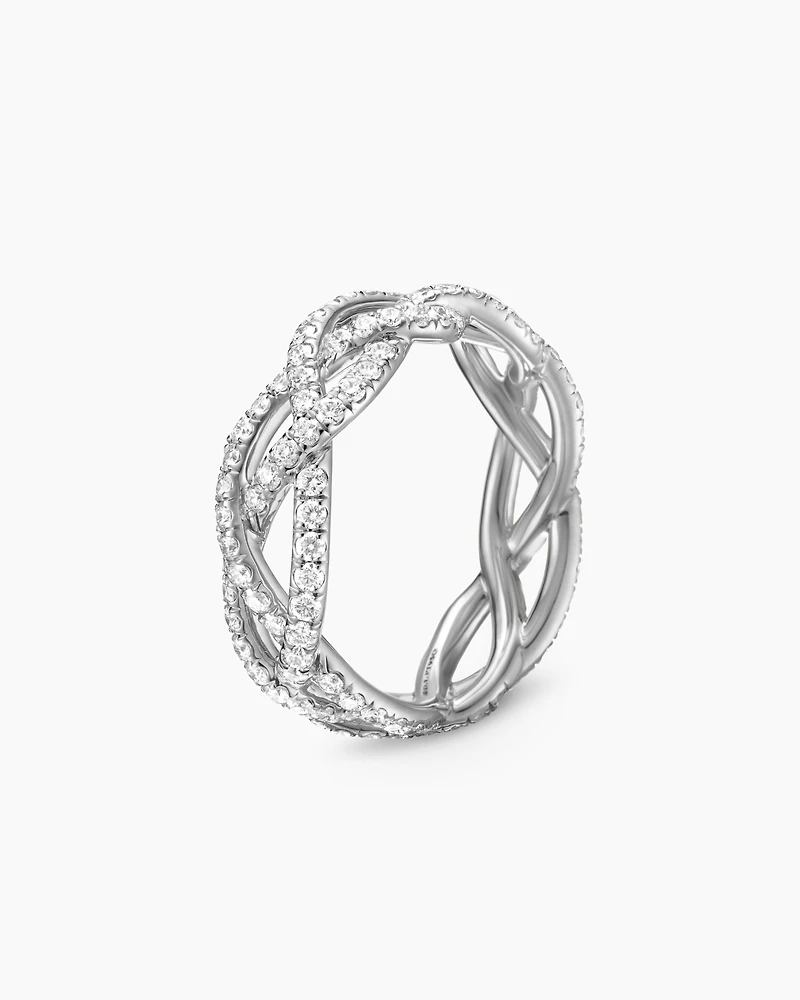 DY Wisteria Band Ring in Platinum with Diamonds, 7.3mm
