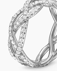 DY Wisteria Band Ring in Platinum with Diamonds, 7.3mm