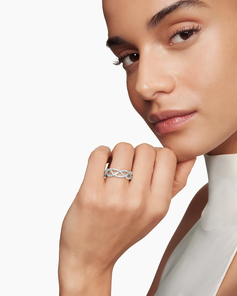 DY Wisteria Band Ring in Platinum with Diamonds, 7.3mm