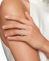 DY Wisteria Band Ring in Platinum with Diamonds, 7.3mm