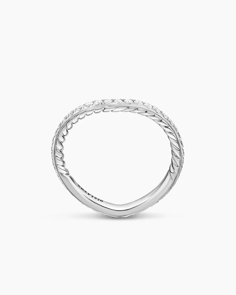 DY Crossover® Nesting Band Ring in Platinum with Pavé Diamonds, 1.9mm