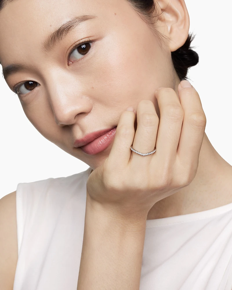 DY Crossover® Nesting Band Ring in Platinum with Pavé Diamonds, 1.9mm