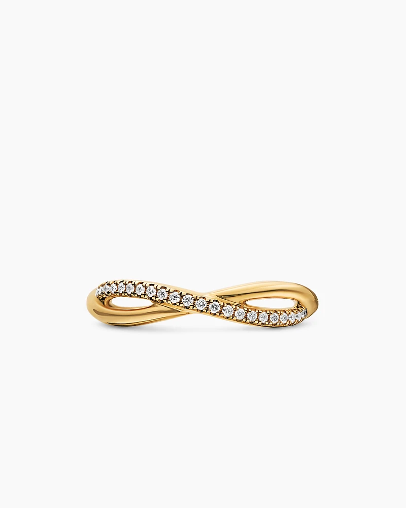 DY Infinity Band Ring 18K Yellow Gold with Diamonds, 4.18mm