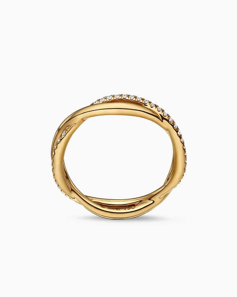 DY Infinity Band Ring 18K Yellow Gold with Diamonds, 4.18mm