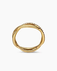 DY Infinity Band Ring 18K Yellow Gold with Diamonds, 4.18mm
