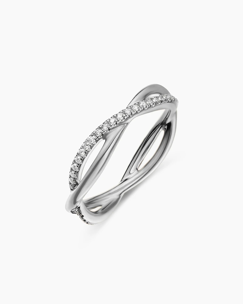 DY Infinity Band Ring Platinum with Diamonds, 4.18mm