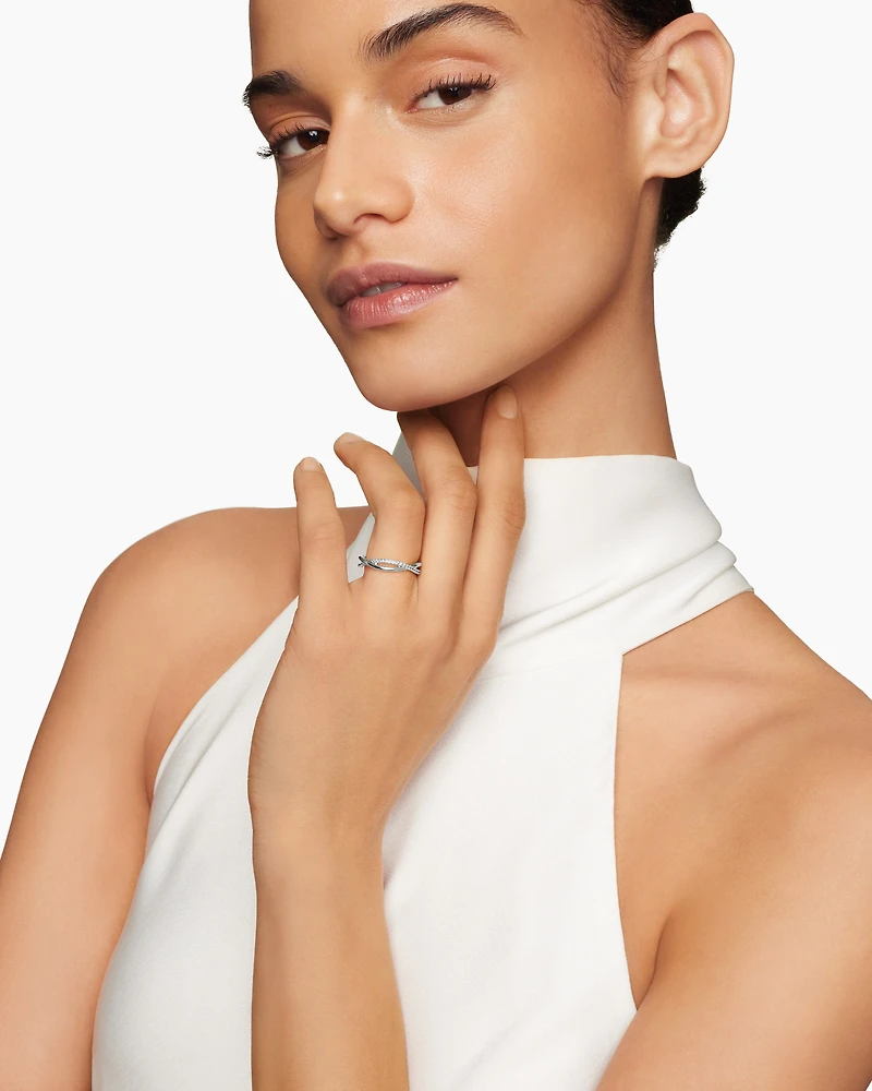 DY Infinity Band Ring Platinum with Diamonds, 4.18mm