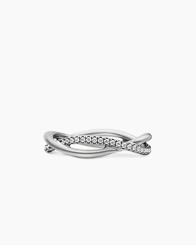 DY Infinity Band Ring Platinum with Diamonds, 4.18mm