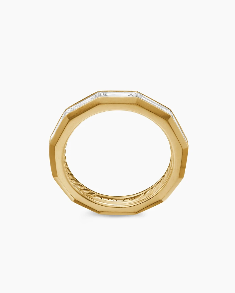 DY Delaunay Faceted Band Ring in 18K Yellow Gold with Diamonds, 2.5mm