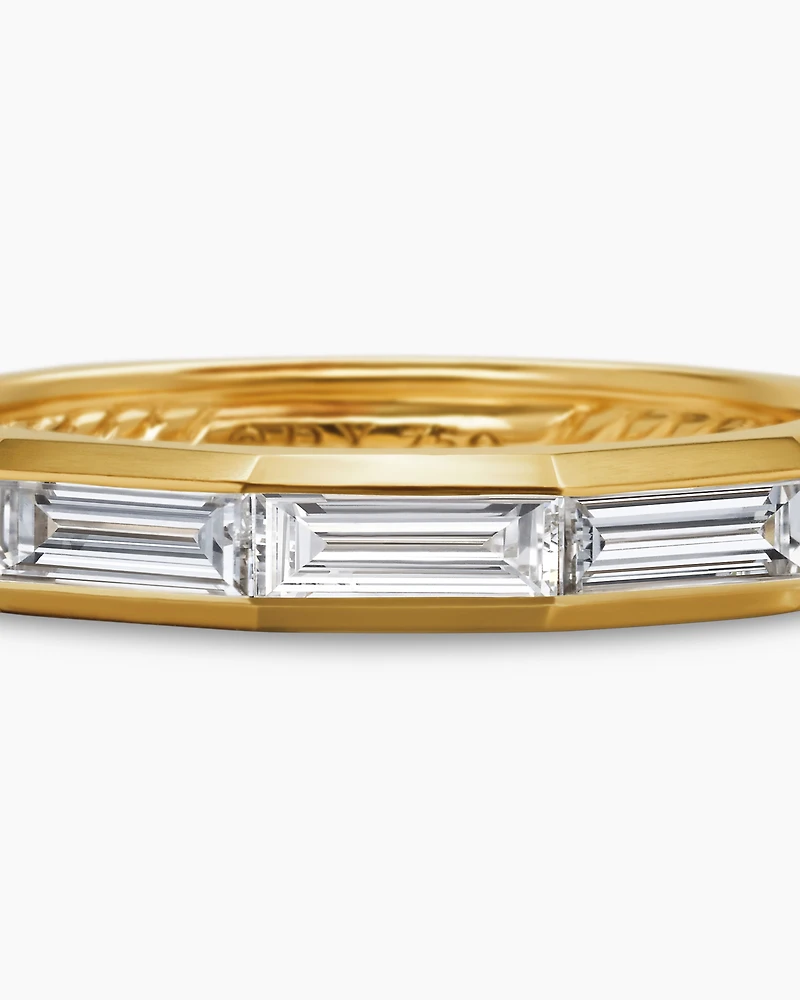 DY Delaunay Faceted Band Ring in 18K Yellow Gold with Diamonds, 2.5mm