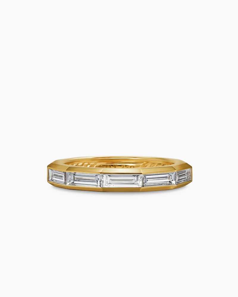 DY Delaunay Faceted Band Ring in 18K Yellow Gold with Diamonds, 2.5mm