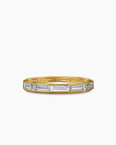 DY Delaunay Faceted Band Ring in 18K Yellow Gold with Diamonds, 2.5mm