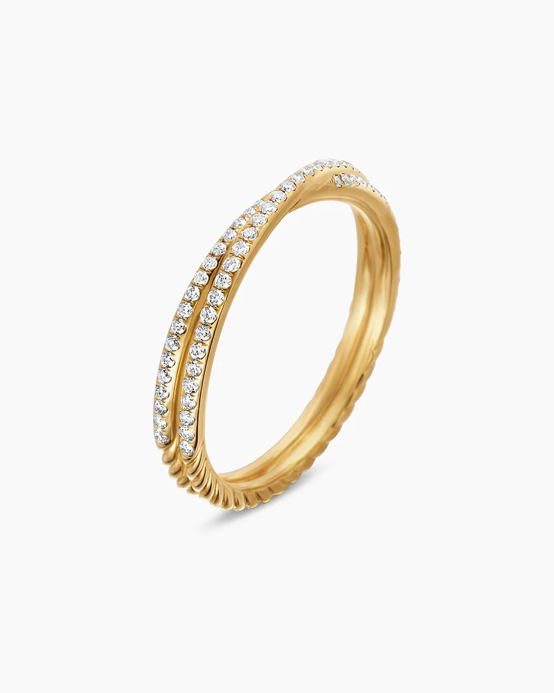 DY Crossover® Micro Pavé Band Ring 18K Yellow Gold with Diamonds, 3.14mm
