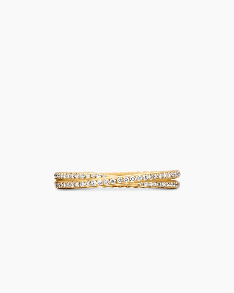 DY Crossover® Micro Pavé Band Ring 18K Yellow Gold with Diamonds, 3.14mm