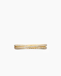 DY Crossover® Micro Pavé Band Ring 18K Yellow Gold with Diamonds, 3.14mm