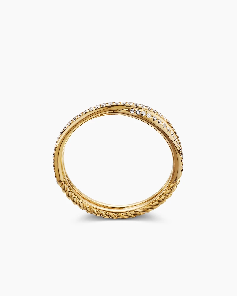 DY Crossover® Micro Pavé Band Ring 18K Yellow Gold with Diamonds, 3.14mm