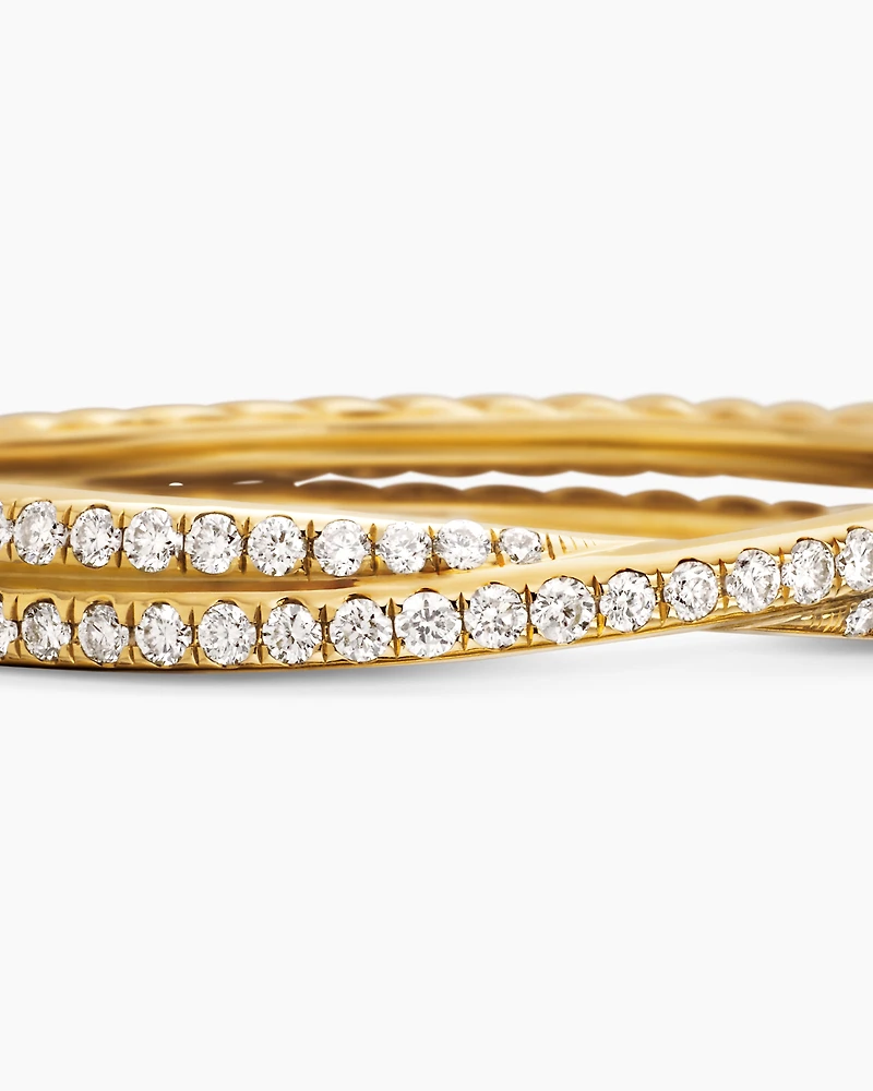 DY Crossover® Micro Pavé Band Ring 18K Yellow Gold with Diamonds, 3.14mm