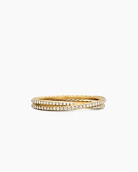 DY Crossover® Micro Pavé Band Ring 18K Yellow Gold with Diamonds, 3.14mm