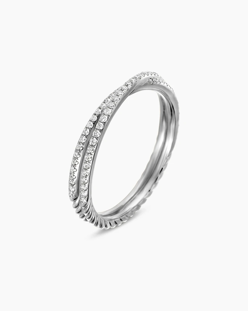 DY Crossover® Micro Pavé Band Ring Platinum with Diamonds, 3.14mm