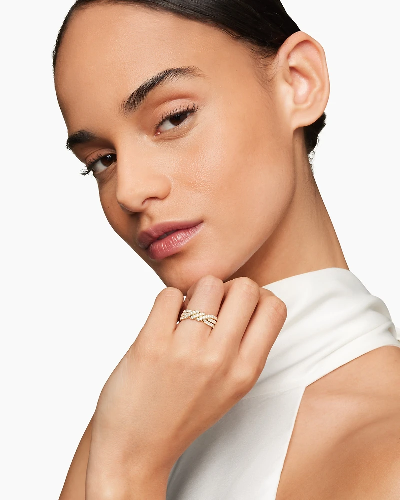 Continuance® Three Row Band Ring 18K Yellow Gold with Diamonds, 6mm