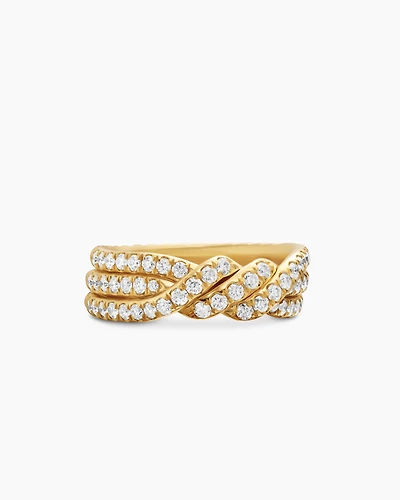 Continuance® Three Row Band Ring 18K Yellow Gold with Diamonds, 6mm