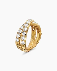 DY Crossover® Band Ring 18K Yellow Gold with Diamonds, 8mm