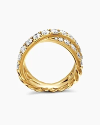 DY Crossover® Band Ring 18K Yellow Gold with Diamonds, 8mm