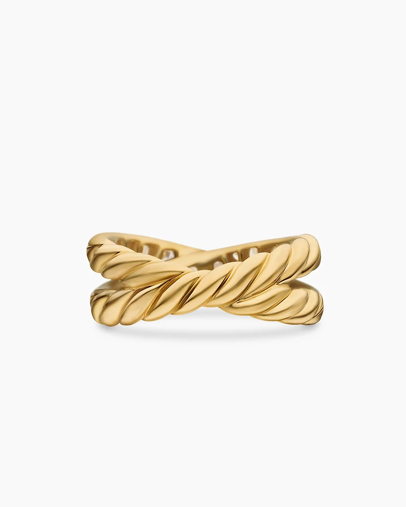 DY Crossover® Band Ring 18K Yellow Gold with Diamonds, 8mm