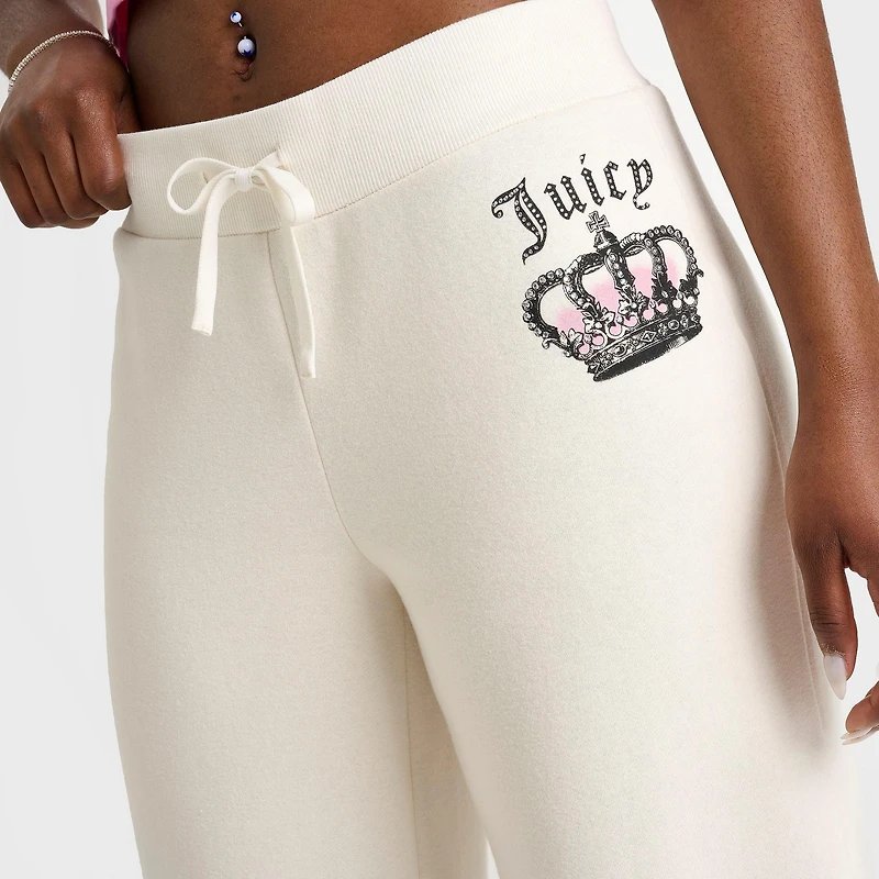 Women's Juicy Couture Crown Fleece Wide Leg Jogger Pants