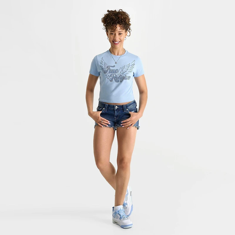 Women's True Religion Joey Low Rise Frayed Denim Shorts