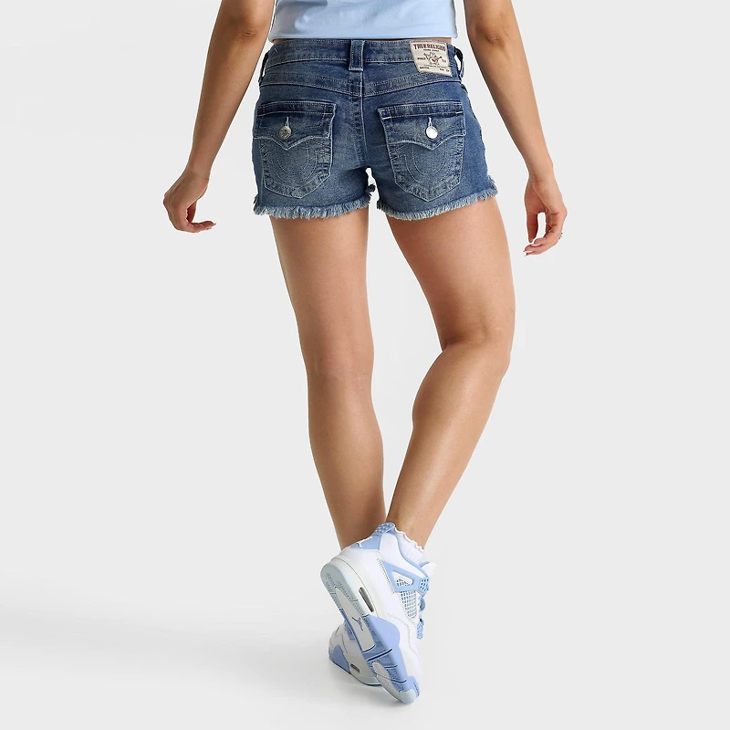 Women's True Religion Joey Low Rise Frayed Denim Shorts