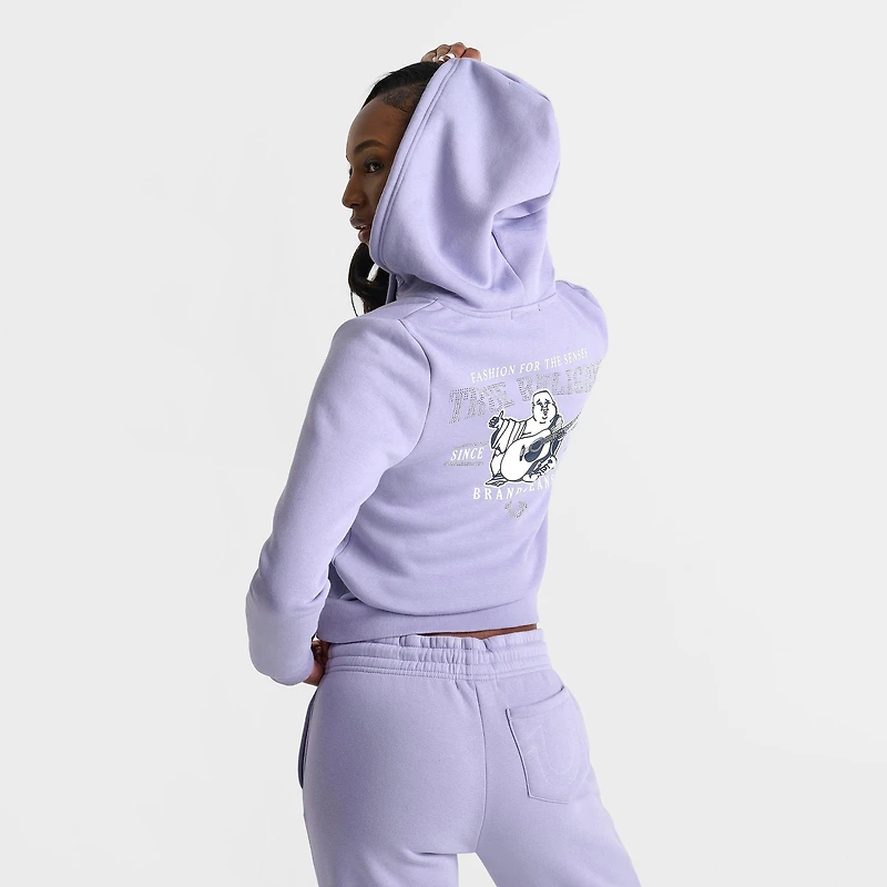 Women's True Religion Crystal Horseshoe Full-Zip Hoodie