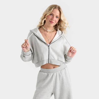Women's DAILYSZN Fleece Cropped Full-Zip Hoodie