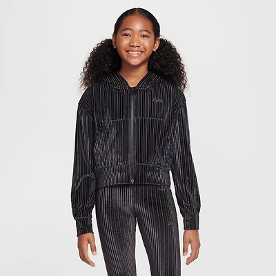 Girls' Big Kids' Nike Sportswear Ribbed Full-Zip Hoodie